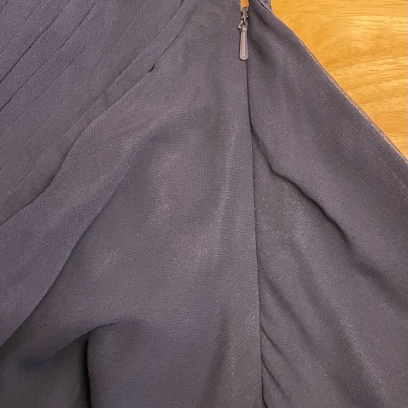 Navy Blue Faviana Sequin Accent One Shoulder Midi Dress Size 6 - Picture 9 of 11